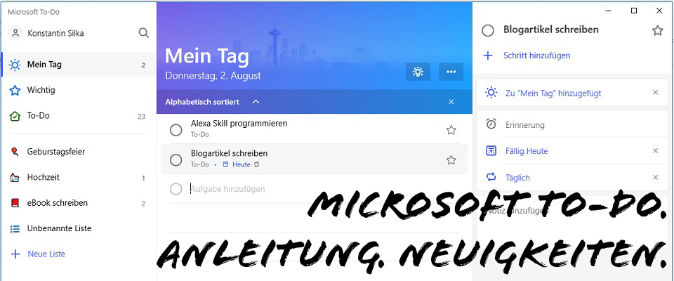Microsoft To-Do Anleitung. Tutorial. Neuigkeiten.